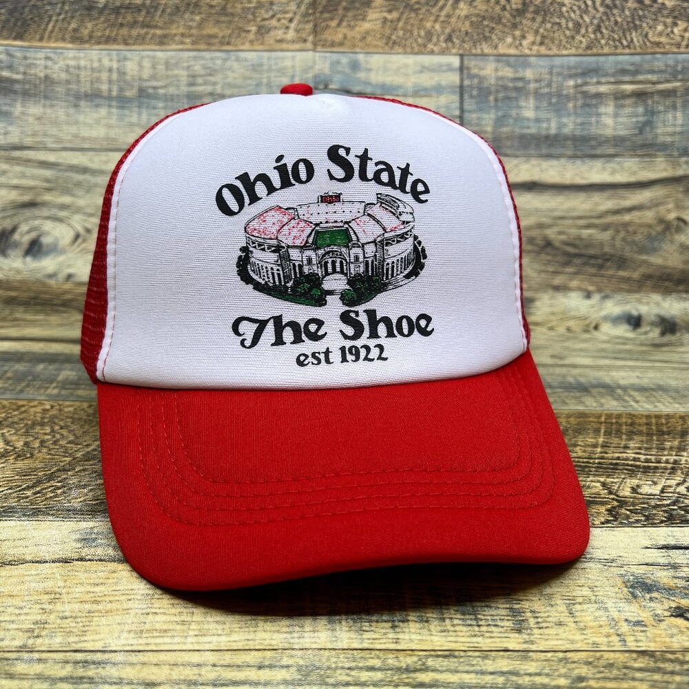Ohio State University Mens Trucker Hat Red Snapback The Shoe Est. 1922 Football